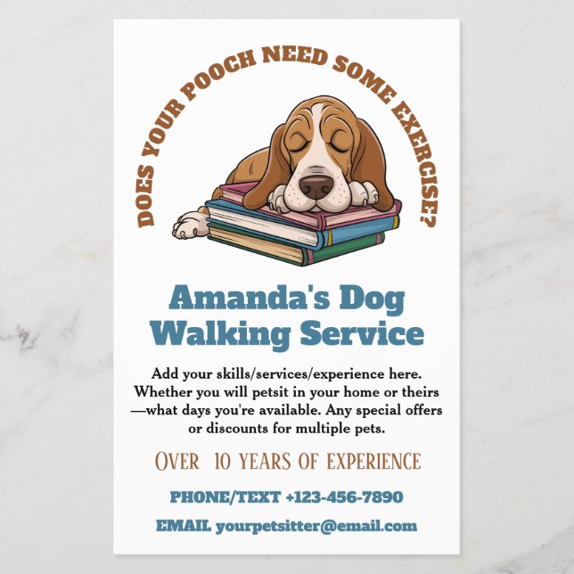 Budget Hund Walking Pet Sitta Small Business Flygblad (Framsidan)