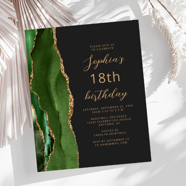 Budget Hunter Green Agate Script 18th Birthday (Skapare uppladdad)