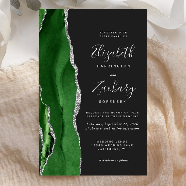 Budget Hunter Green Silver Agate Dark Wedding (Skapare uppladdad)