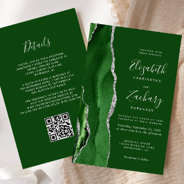 Budget Hunter Green Silver QR Code Wedding
