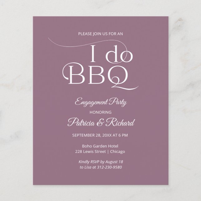 Budget I DO BBQ Engagemang Party Inbjudan (Framsida)