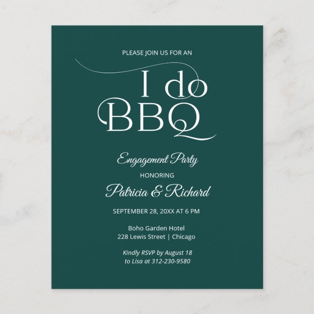 Budget I DO BBQ Engagemang Party Inbjudan (Framsida)