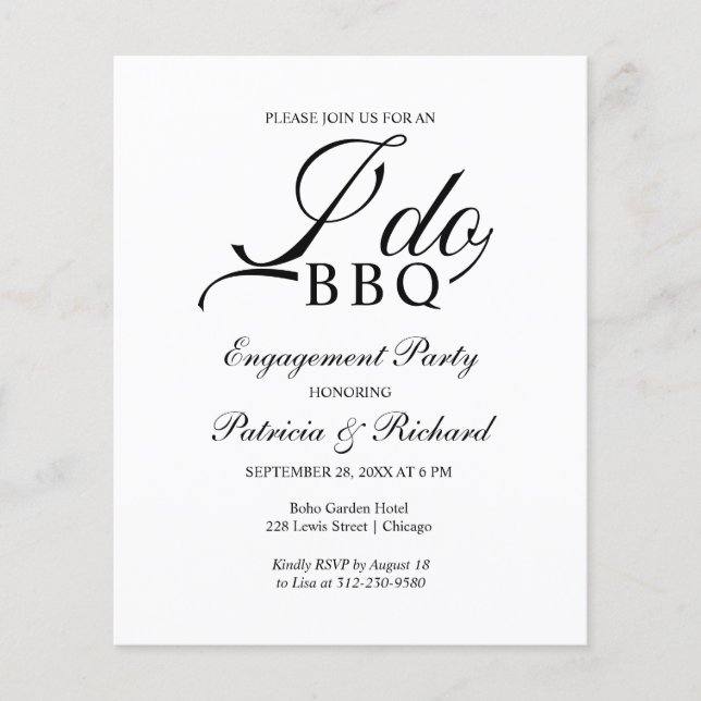 Budget I DO BBQ Engagemang Party Inbjudningar (Framsida)