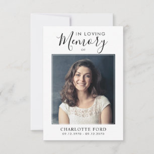 Budget i Loving Memory Photo Funeral Memorial Anteckningskort