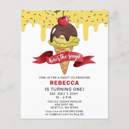 Budget Ice kräm party Birthday-inbjudan