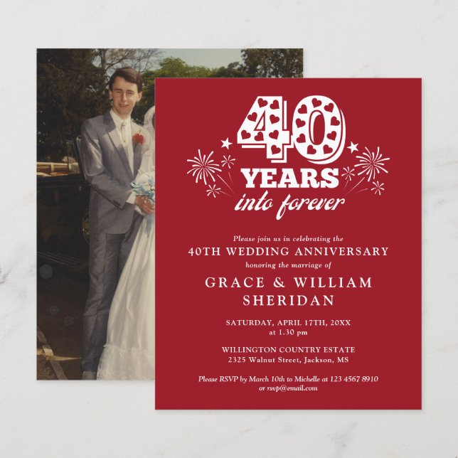 Budget in i Forever 40-årsjubiléet Inbjudan (Fram/baksida)
