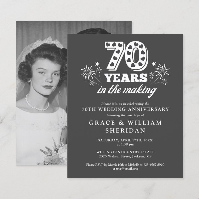 Budget In The Making 70-årsjubileum Foto Inbjudan (Fram/baksida)