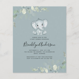 BUDGET - inbjudan till elefant Eucalyptus Baby Sho
