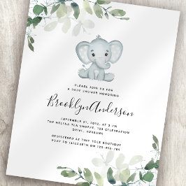 BUDGET - inbjudan till elefant Eucalyptus Baby Sho