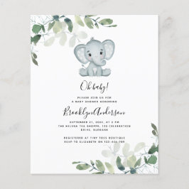 BUDGET - inbjudan till elefant Eucalyptus Baby Sho
