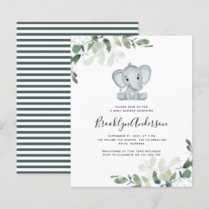 BUDGET - inbjudan till elefant Eucalyptus Baby Sho