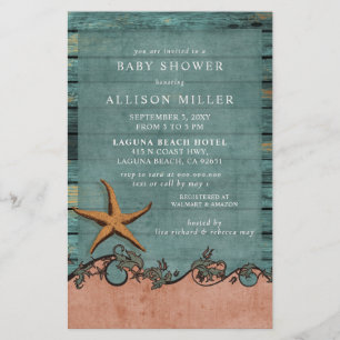 Budget - inbjudan till Neutral Beach Baby Shower f