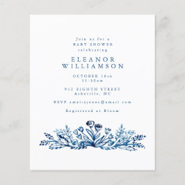 Budget Indigo Blue Bläck Blommigt Baby Shower Inbj