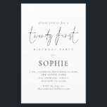 Budget Informal Script 21:a födelsedagen Party Inb<br><div class="desc">Budgeterad informell inbjudan till 21:a födelsedagspartiet. OBSERVERA ATT DET FINNS EN PER lakan. Enkel contemporary, minimalistiskt stil, med tjugoförsta i ett modernt och modernt skript i snyggten och resten av texten kan du enkelt anpassa. EN STÖRRE storlek på 5, 5" x 8, 5" på budgetpris. OBSERVERA ATT ALTERNATIVEN ENVELOPES ÄR...</div>