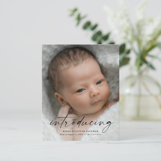Budget Introduktion Baby Foto Tack Kort (Stående Fram)