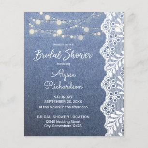 Budget Jean Lace Strängljus Bröllopsdusch Flyer