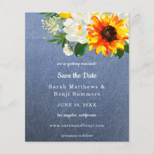 Budget Jean Solros & White Blommigt Spara datum Flygblad