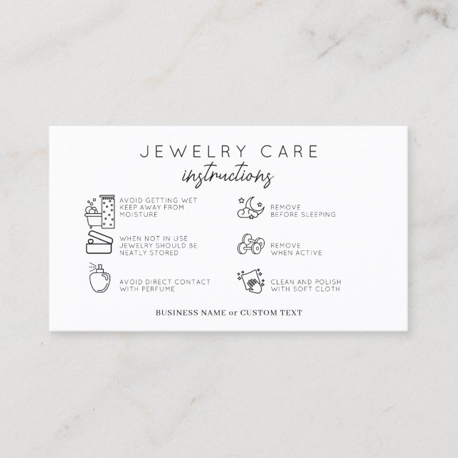 Budget Jewelry Care Instructions Earring Business Visitkort (Framsida)