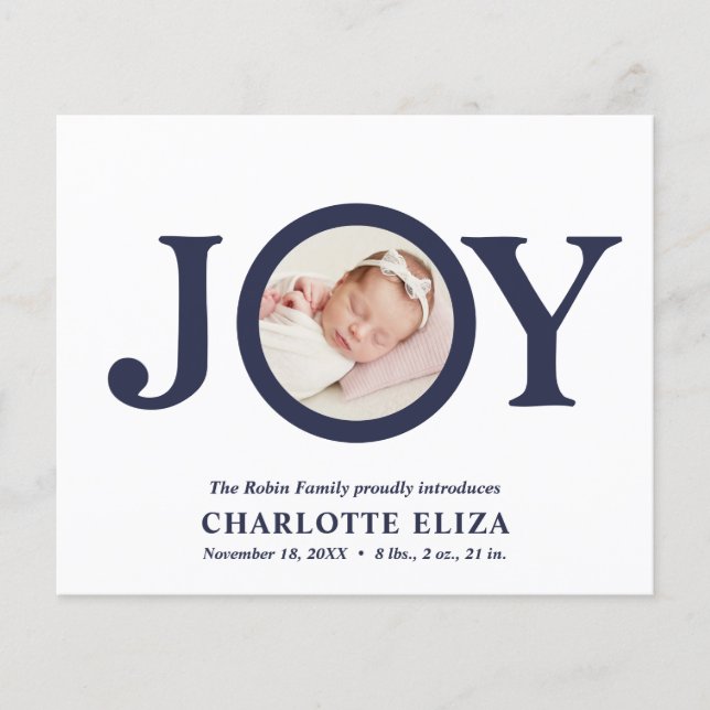 BUDGET Joy White Navy Photo Baby Första jul (Framsida)