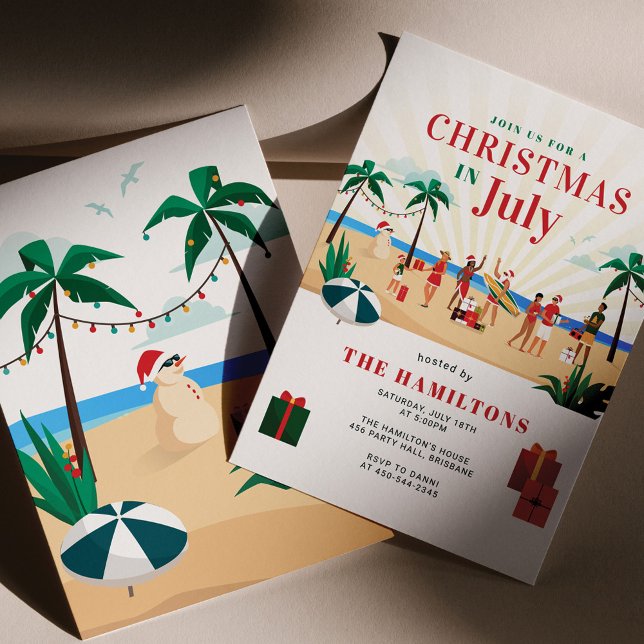 Budget Jul i Juli Familj Fest Inbjudan (Skapare uppladdad)