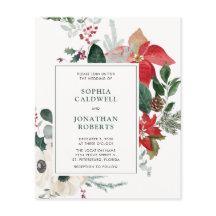 Budget jul - inbjudan till poinsettia QR Code Wedd