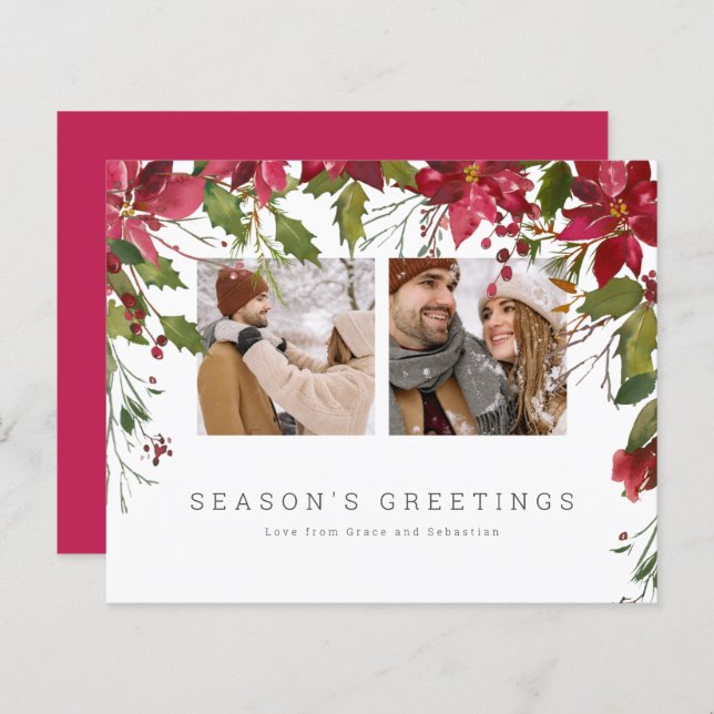 BUDGET Jul Poinsettia Photo Personlig (Fram/baksida)