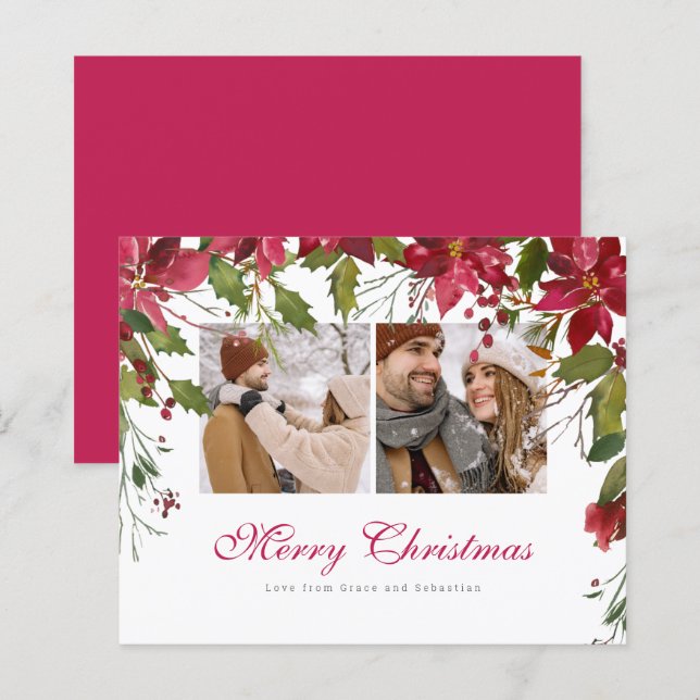BUDGET Jul Poinsettia Photo Personlig (Fram/baksida)