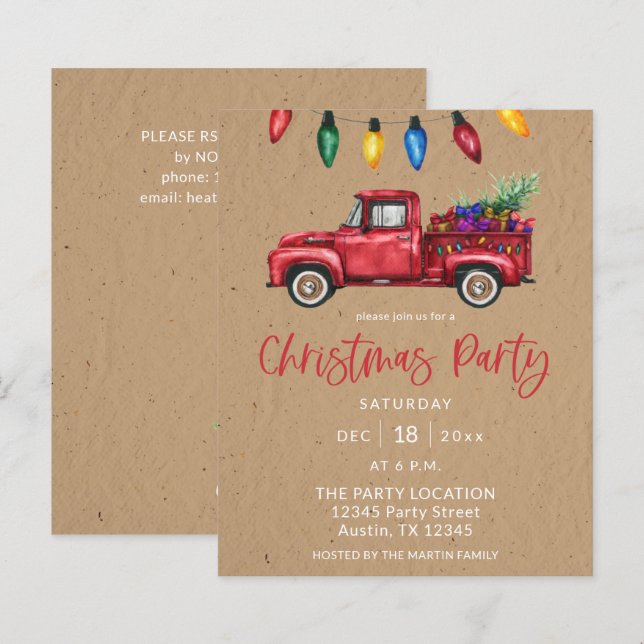 Budget jul Truck & Ljus Faux Kraft Party (Fram/baksida)