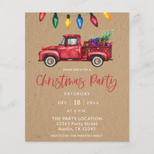 Budget jul Truck & Ljus Faux Kraft Party Flygblad