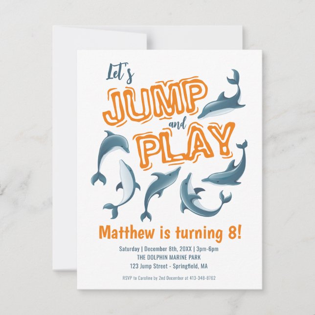 Budget Jump Play Dolphin Park Kids Party Birthday Anteckningskort (Framsida)