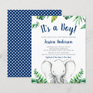 Budget Jungle Elephant Boy Navy Blue Shower