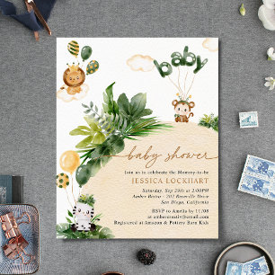 Budget Jungle Party Baby Shower-inbjudan