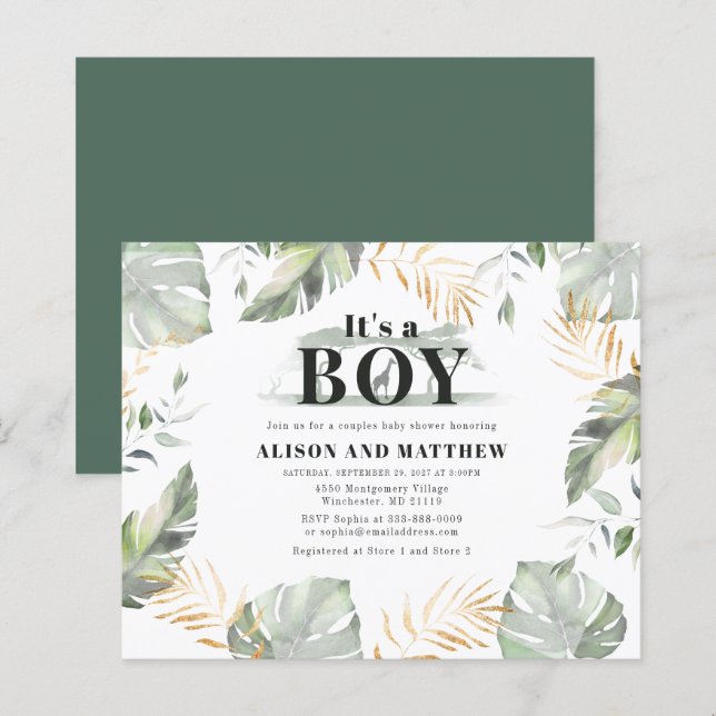 Budget Jungle Safari Par Baby Shower (Fram/baksida)