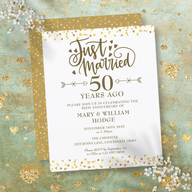 Budget Just Married 50-årsjubileum Inbjudan (Budget Just Married 50th Anniversary Invitation)