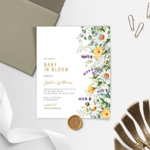 Budget Kamomill Bebis i Blomning Doppkalasinbjudan