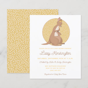 Budget Kangaroo Gult Baby Shower-inbjudan