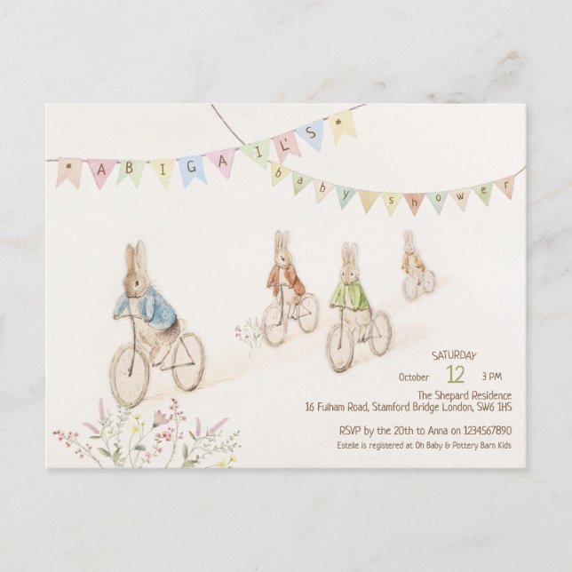 Budget Kanin Bunny Kön Baby Shower  Vykort (Framsida)