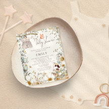 Budget Kanin Klänning Baby Shower Kräm Inbjudan