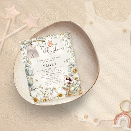 Budget Kanin Klänning Baby Shower Kräm Inbjudan