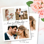 Budget Kärlek och Tack Collage Bröllop Tack<br><div class="desc">Budgeterad, Modern, Elegant Kärlek och tack vare skript 3 Photo Collage Bröllop Tack-personlig till ett överkomligt pris med ett tunt kort med låg budget. Snyggt bröllop tackar dig för en mall med 3 foton på framsidan och 1 bild på baksidan. ***NOTERA! *** BUDGETEN PAPPER/FLYER ÄR PAPPER. *** UPPGRADERA PAPPRA FÖR...</div>