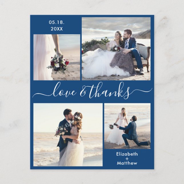 Budget Kärlek och Tack Collage Bröllop Tack F Flygblad (Framsidan)