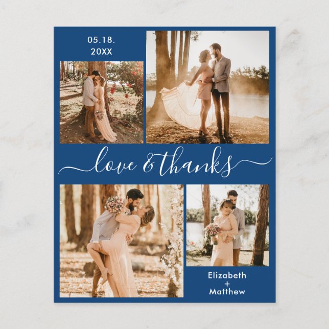 Budget Kärlek och Tack Collage Bröllop Tack F Flygblad (Framsidan)