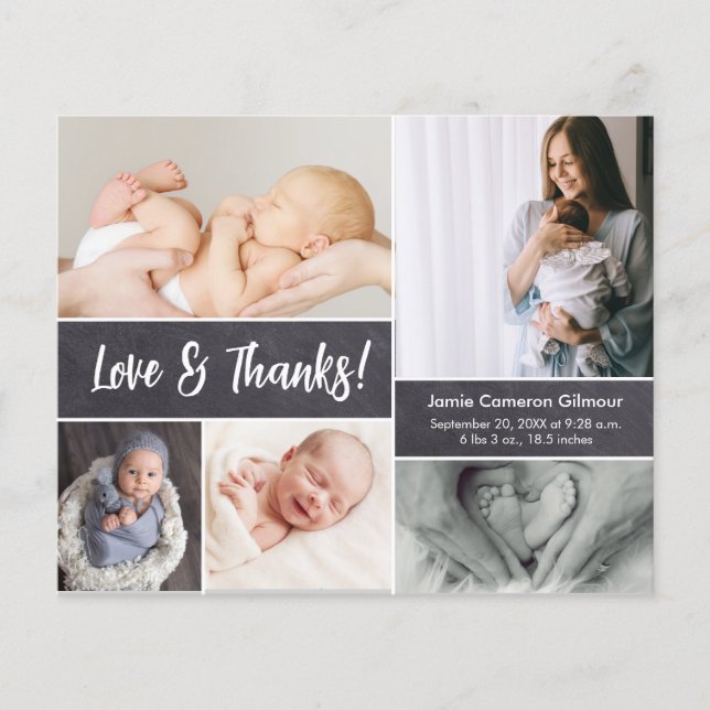 Budget Kärlek och tack Photo Collage Baby Shower (Framsida)