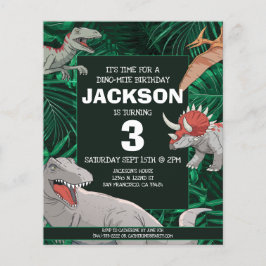Budget Kids Dino Trex Dinosaur Birthday-inbjudan Flygblad