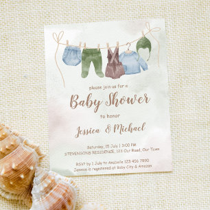 Budget kläder på en linje boho baby shower inbjuda