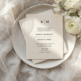 Budget Klassisk Monogram Vit 4 Foto Bröllop Flygblad
