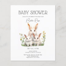 Budget Kön Neutral Bunny Baby Shower-inbjudan