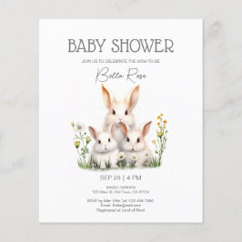 Budget Kön Neutral Bunny Baby Shower-inbjudan