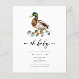 Budget Kön Neutral Mallard Anka Baby Shower Flygblad