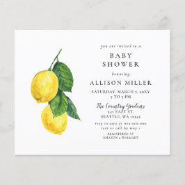 Budget Könsneutral Baby Shower-inbjudan med citron